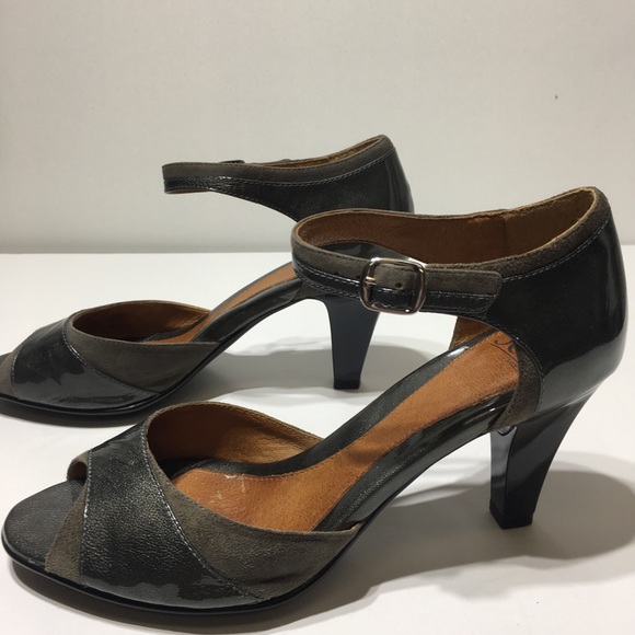 Sofft Patent Leather and Suede Heels Olive 8.5 - Picture 2 of 8